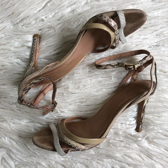 Joie Yvette Snake Embossed Leather Strappy Sandals - Picture 4 of 11